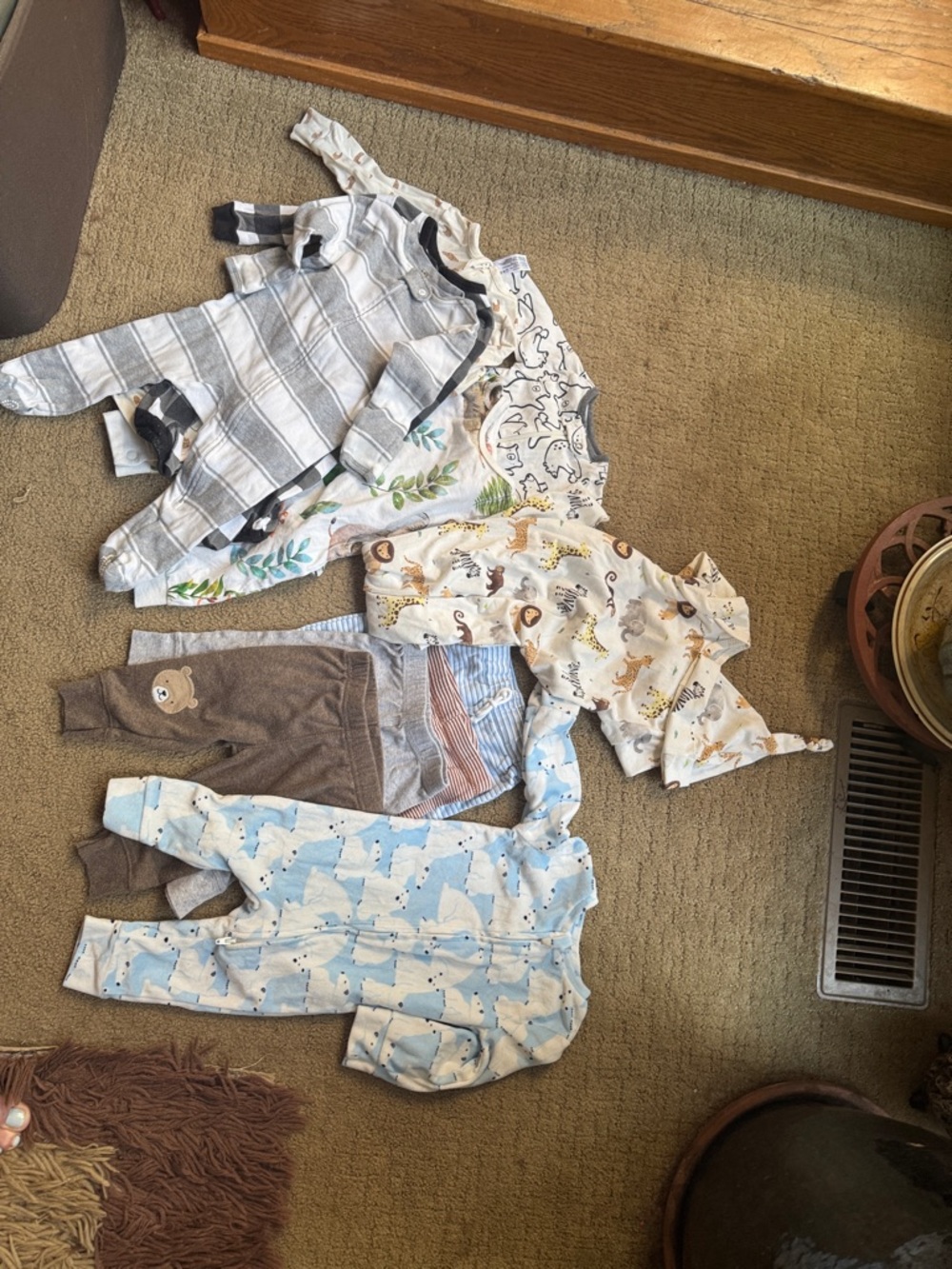 Baby Bundle Footed Onesies Bundle - Neutral Stripes, Animal Print